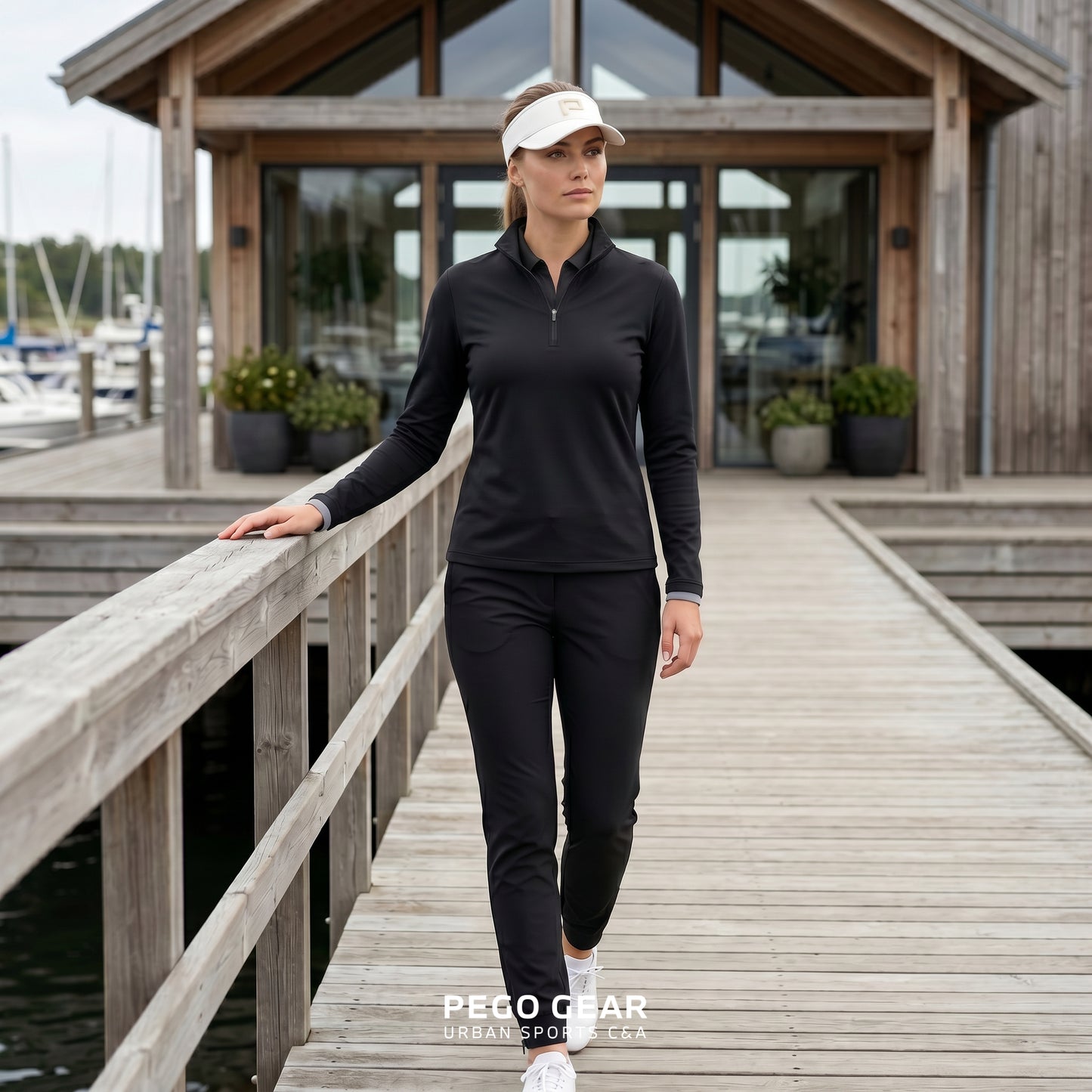 Women's Long Sleeve Quarter Zip Shirt Black