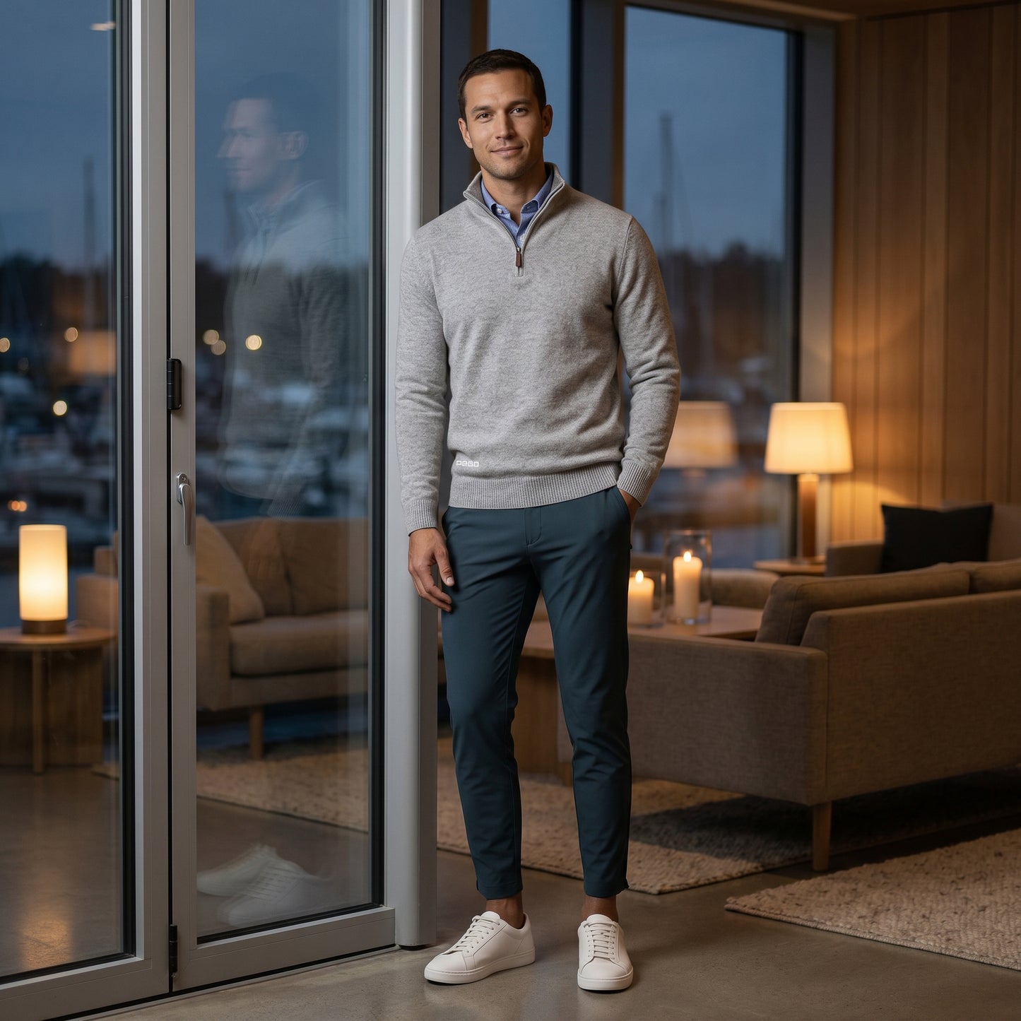 Cashmere Quarter Zip Sweater Grey