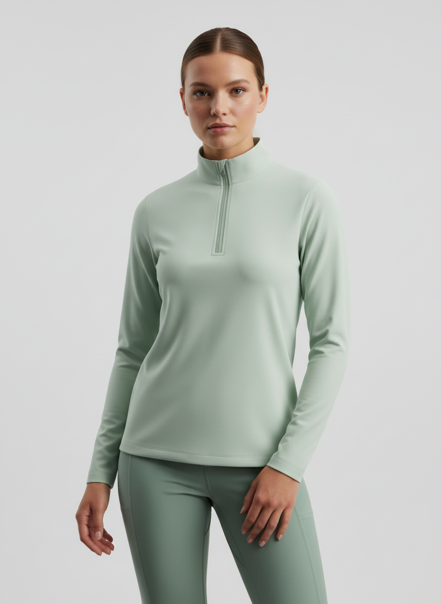 Women's Long Sleeve Quarter Zip Shirt Mint