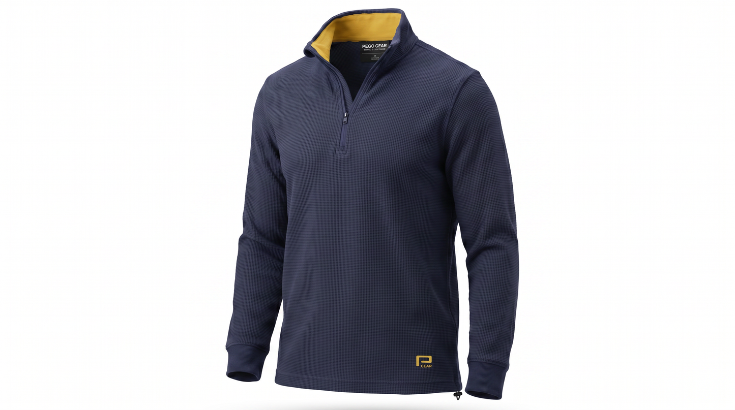 Waffle Quarter Zip Navy