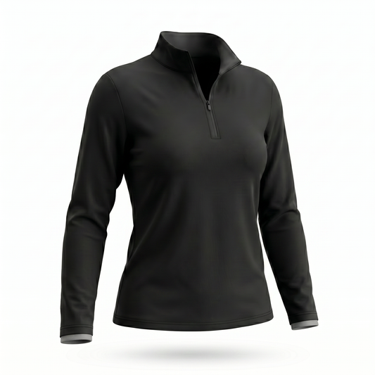 Women's Long Sleeve Quarter Zip Shirt Black