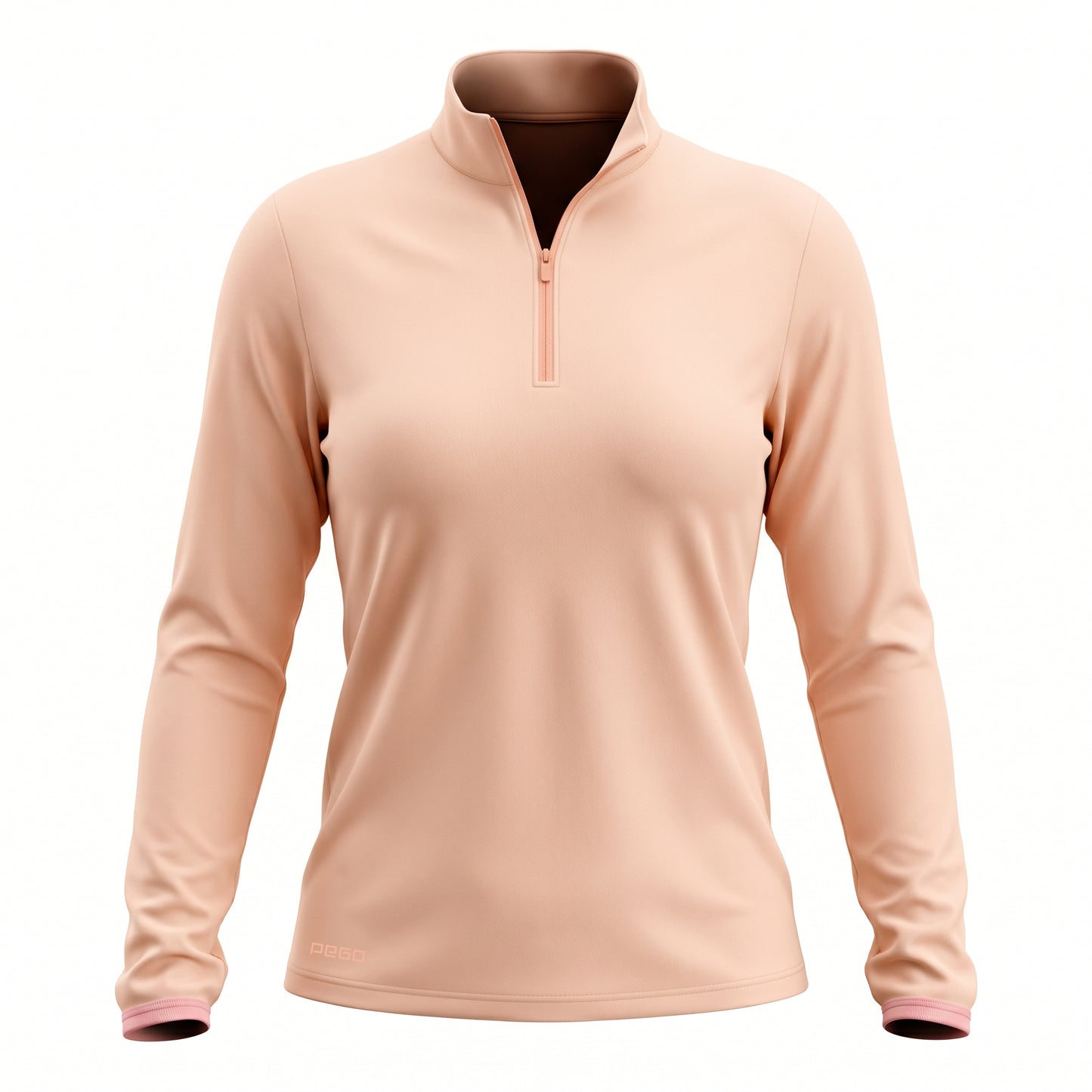 Women's Long Sleeve Quarter Zip Shirt Light Pink