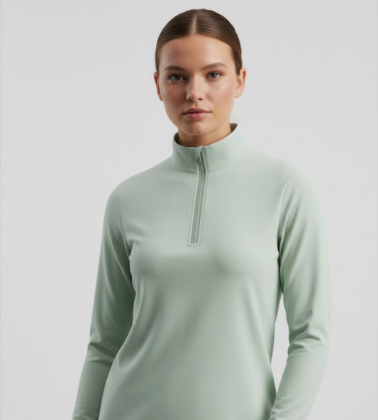 Women's Long Sleeve Quarter Zip Shirt Mint