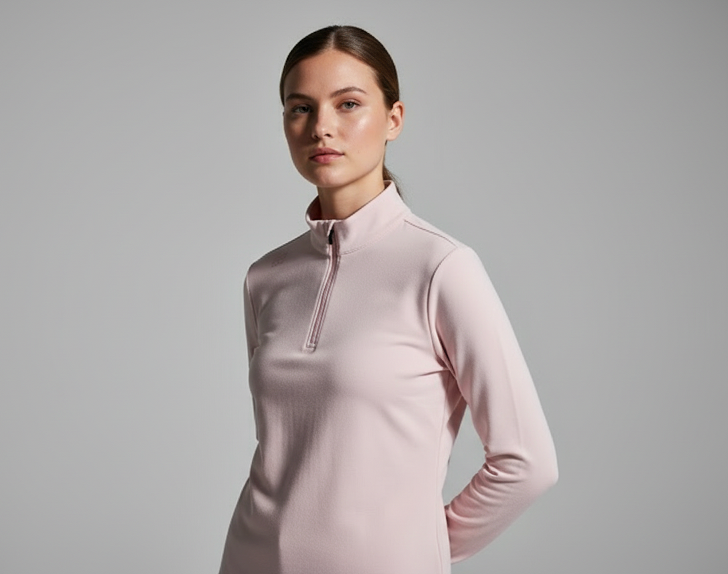 Women's Long Sleeve Quarter Zip Shirt Light Pink