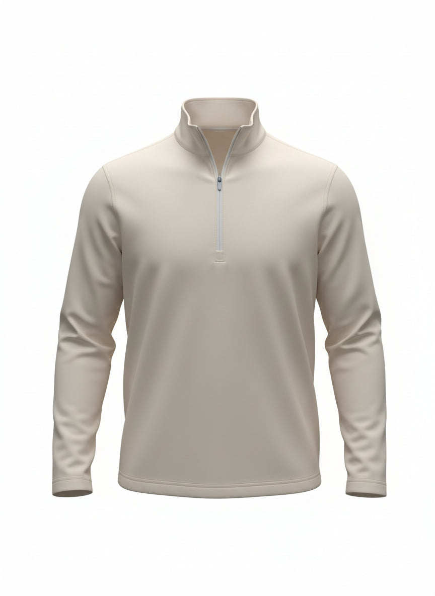 Long Sleeve Quarter Zip Shirt Beige