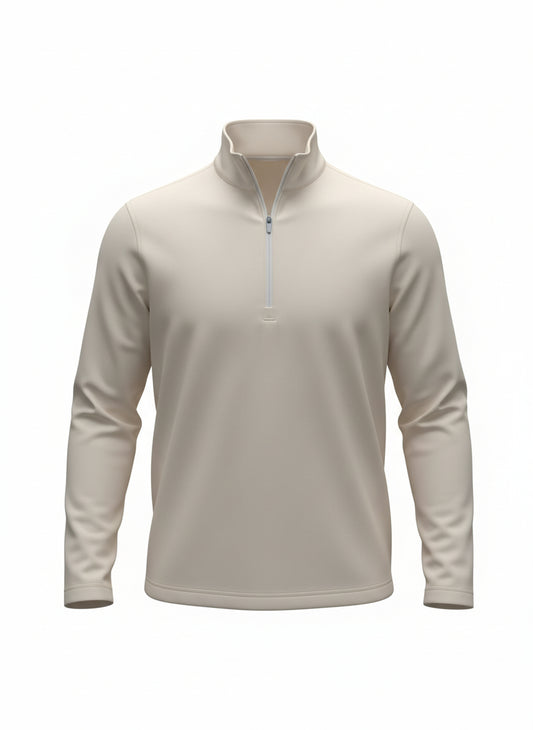 Long Sleeve Quarter Zip Shirt Beige
